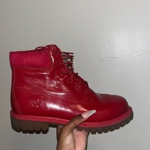 Red Waterproof Timberlands Boots